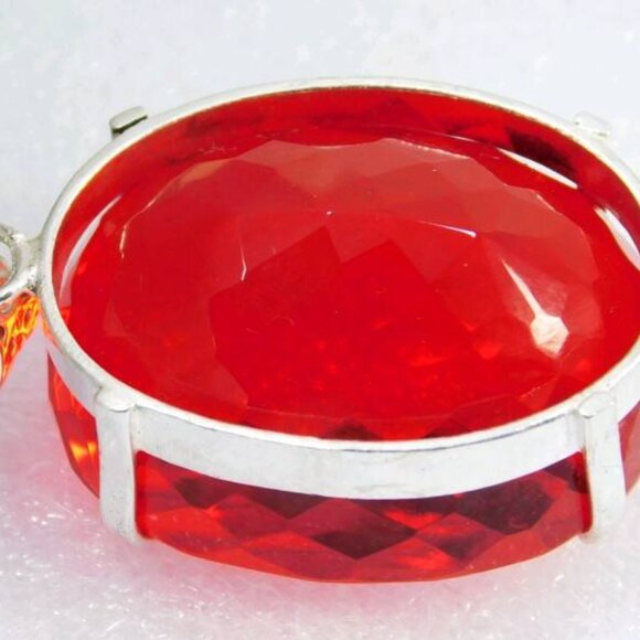 Certified 141.20 Ct Red Orange Mexican Fire Opal Pendant Gemstone  BG#96 - Picture 3 of 4